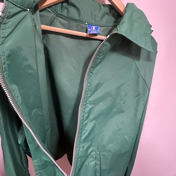 Vintage 80s Champion Women’s Nylon Windbreaker Size Medium Green USA Made Jacket - Picture 7 of 10